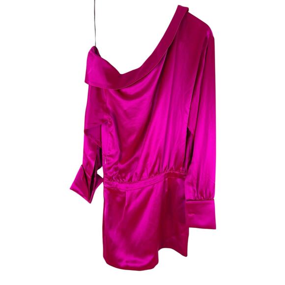Retrofete Elio Mini Dress Satin Off Shoulder Long Sleeve Party Evening Pink XXS - Picture 8 of 13